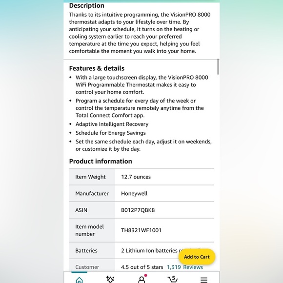 Thermostat Honeywell TH 8321 WF 1001 - Picture 2 of 4
